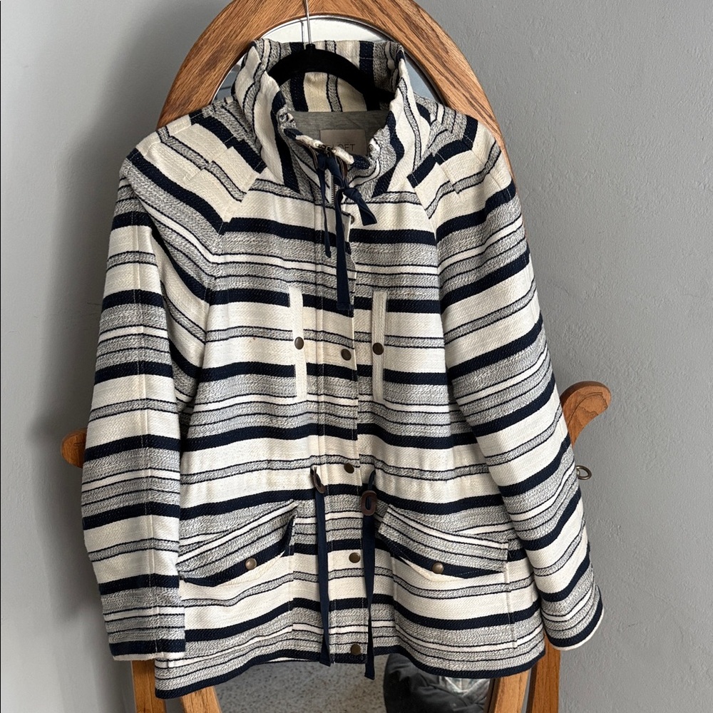 LOFT Striped Black and Cream Jacket